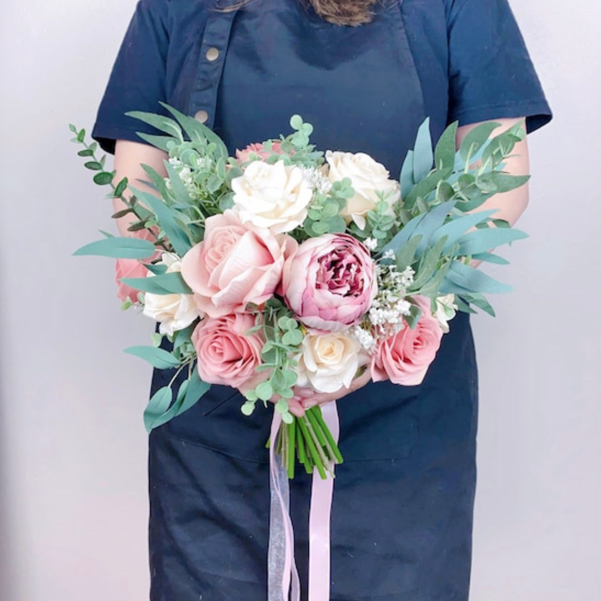 Wedding Bouquet, Dusty Rose, Blush Pink, Mauve, Ivory, Rose Peonies Eucalyptus Bouquet, Boho Bouquets, Bridal Bridesmaids Bouquet