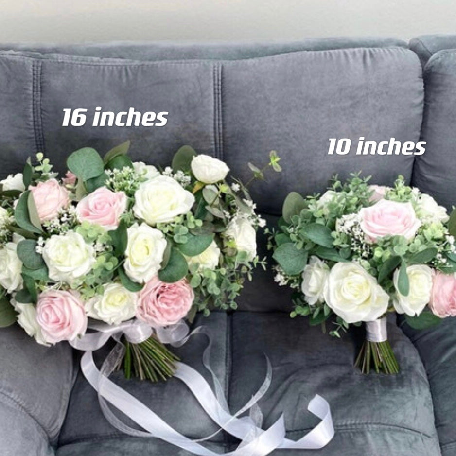 White & Blush Bouquet, Wedding Bouquet Boho Bouquets, Bridal Bridesmaids Bouquets, Spring Summer Wedding, Peonies, Rose, Eucalyptus