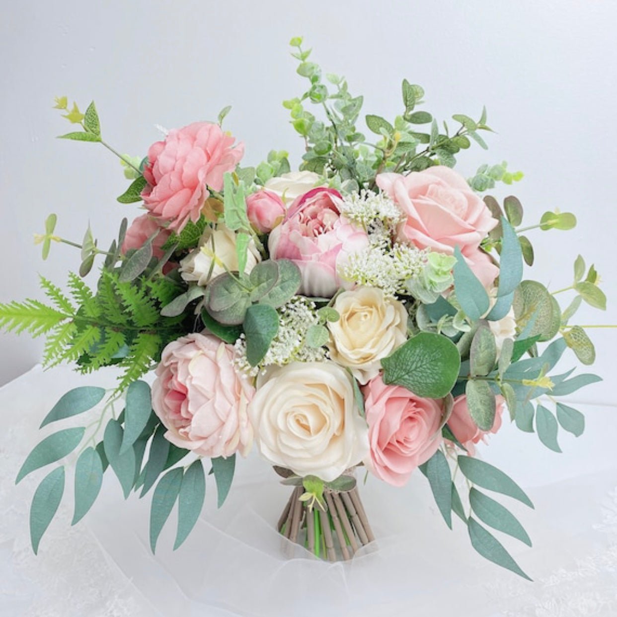Wedding Bouquet, Dusty Rose, Blush Pink, Mauve, Ivory, Rose Peonies Eucalyptus Bouquet, Boho Bouquets, Bridal Bridesmaids Bouquet