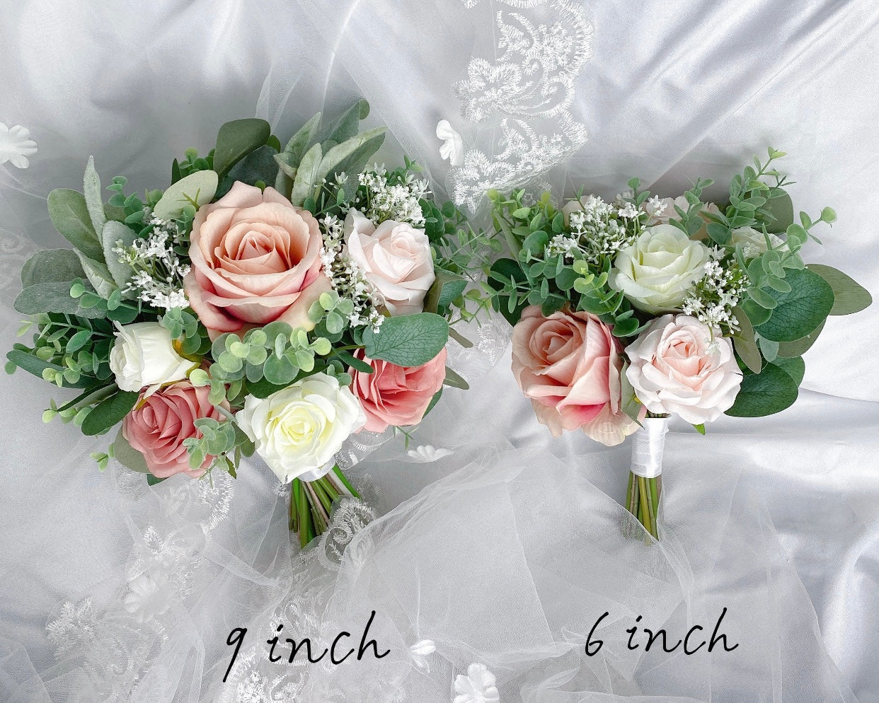 Wedding Bouquet, Dusty Rose, Blush Pink, White Cream, Rose Eucalyptus Bouquet, Boho Bouquets, Bridal Bridesmaids Bouquet