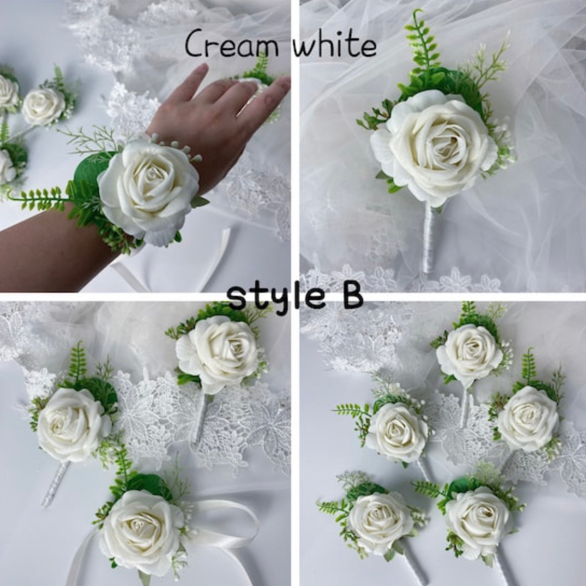 White Greenery Bridesmaids Bouquet, White Rose, Eucalyptus, Garden Wedding, Beach Wedding, Spring Wedding